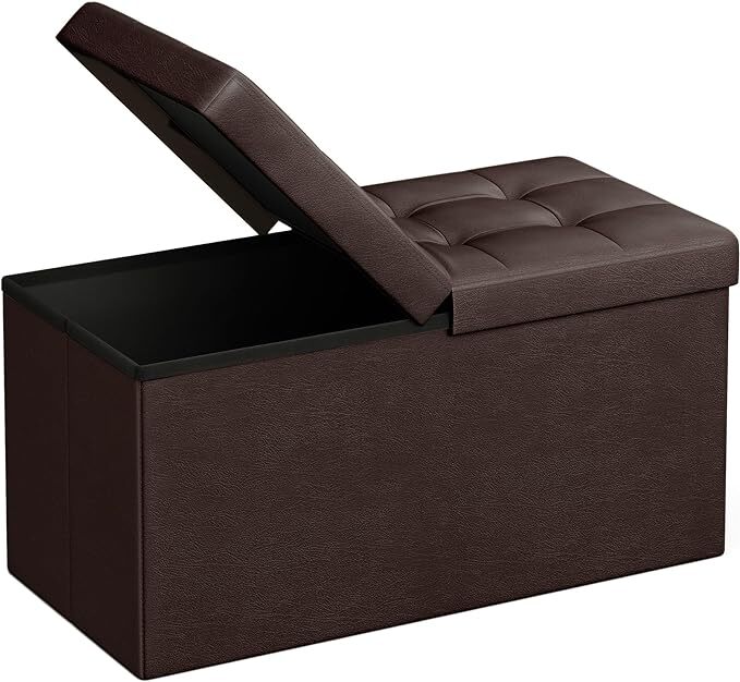 SONGMICS 30 Inches Folding Storage Ottoman Bench with Flipping Lid