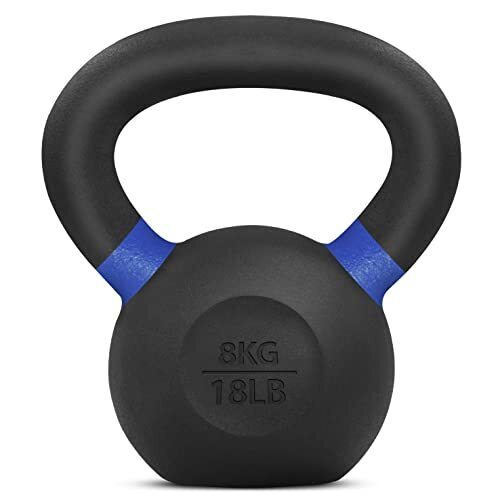 Yes4All Powder Coated Cast Iron Competition Kettlebell with Wide Handles & Flat Bottoms – 8 KG / 18 LB