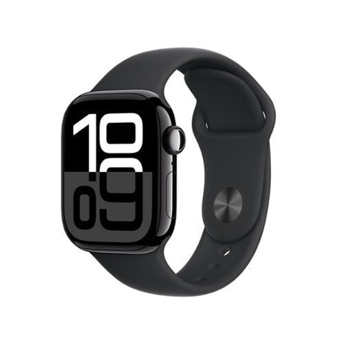 Apple Watch Series 10 (GPS) 42mm Aluminum Case with Black Sport Band - S/M - Jet Black