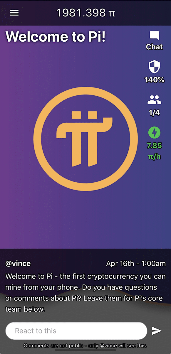 Pi app interface