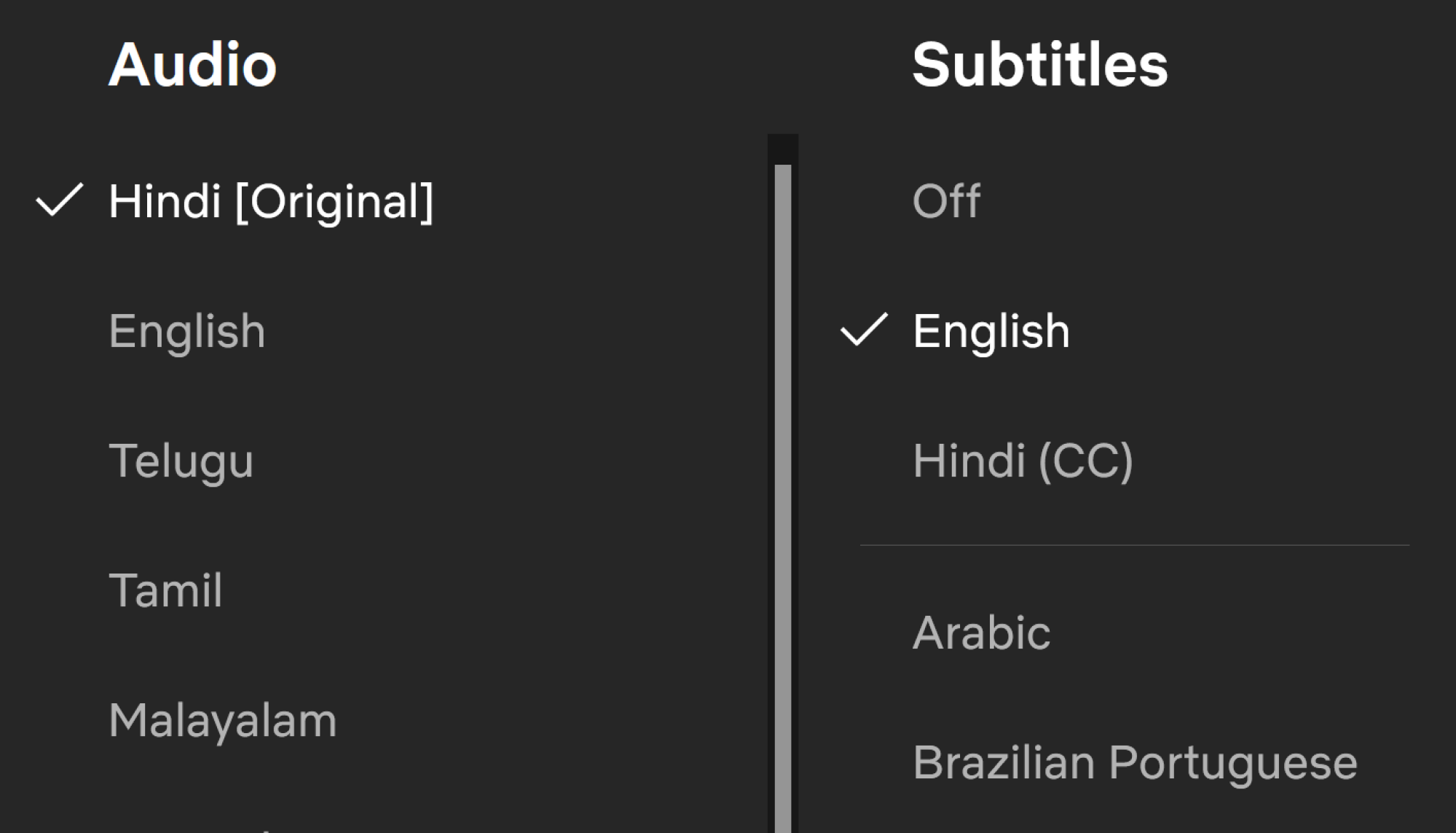 Language settings in Netflix.