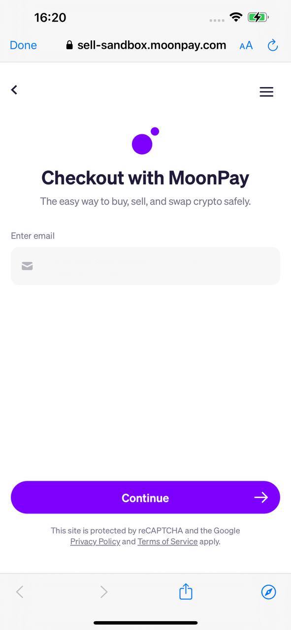 MoonPay widget