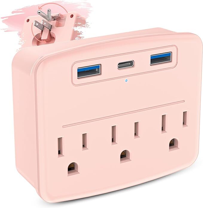 Cruise Power Strip Foldable Pink Non Surge Protector