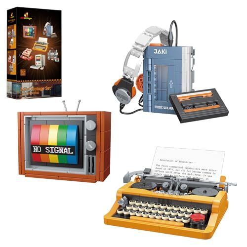 JMBricklayer Typewriter Walkman Television Building Toys 20131, Collectible Vintage Display Model Office Room Decor, Creative Hobbies Activity, Unique Gift Ideas for Adults Teens Kids(660 Pieces)