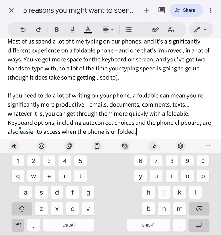 Foldable typing