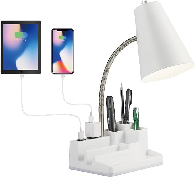 lianheng Desk Lamp Cute for Small Space, Lamp Desk with USB Port and Outlet