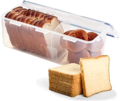 LOCK & LOCK Easy Essentials Food Storage lids/Airtight containers, BPA Free, Bread Box-21.1 Cup, Clear