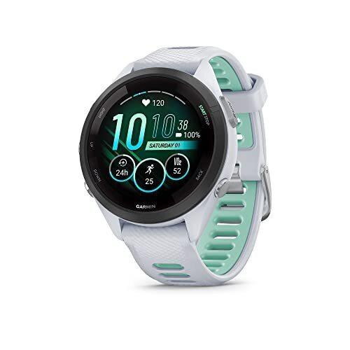 Garmin Forerunner 265S Running Smartwatch, Colorful AMOLED Display, Training Metrics and Recovery Insights, Whitestone and Neo Tropic 42 mm