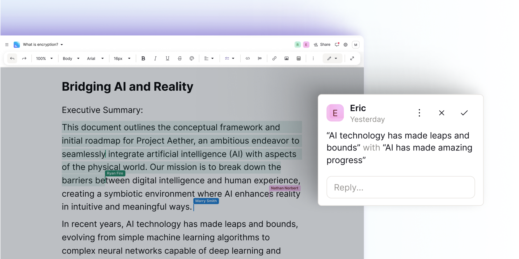 Collaboration in Docs in Proton Drive