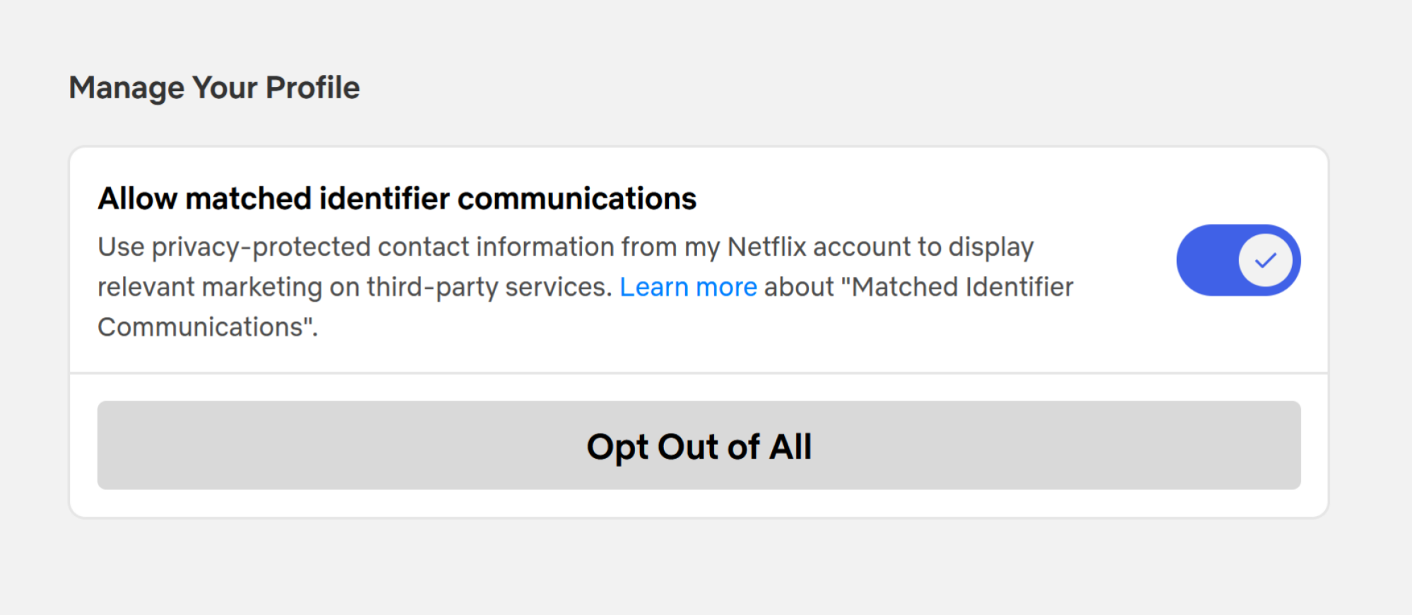 Disable third-party data sharing on Netflix.