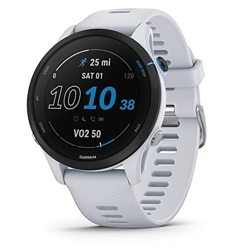 Garmin Forerunner® 255 Music, GPS Running Smartwatch with Music, Advanced Insights, Long-Lasting Battery, White